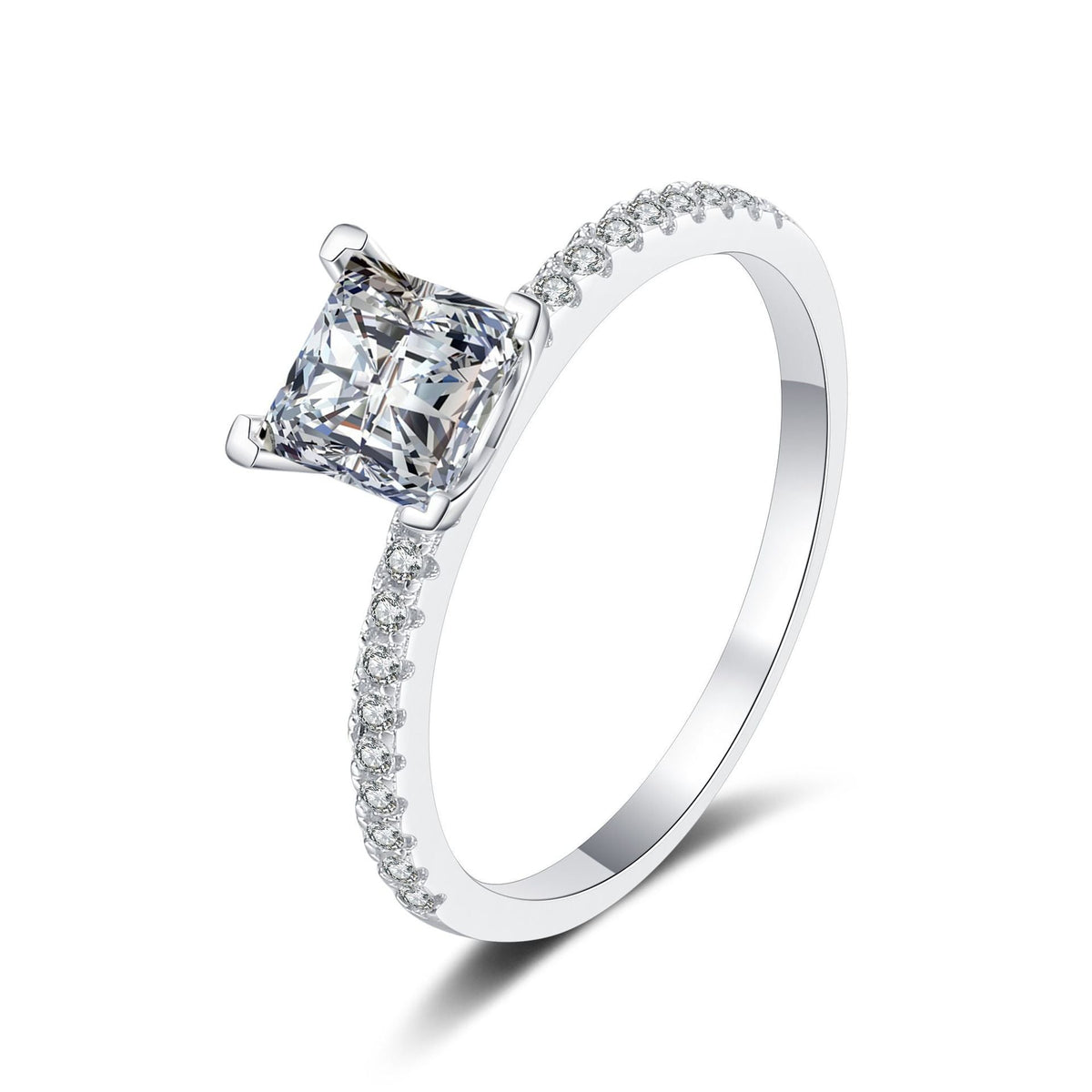 [AW]ELEGANT PRINCESS CUT MOISSANITE ENGAGEMENT RING