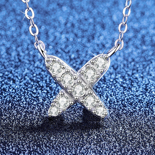 [AW]MODERN X-SHAPE PAVÉ MOISSANITE NECKLACE