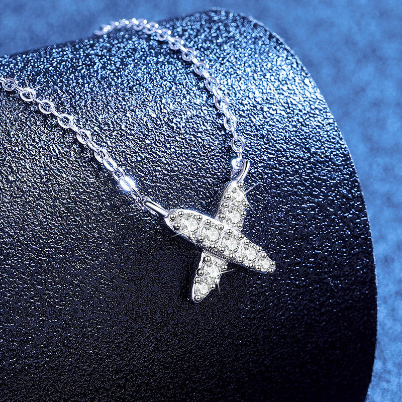 [AW]MODERN X-SHAPE PAVÉ MOISSANITE NECKLACE