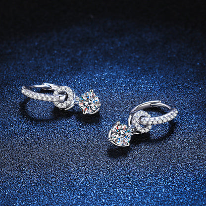 [AW]INTERLOCKING DOUBLE RING MOISSANITE DROP EARRINGS