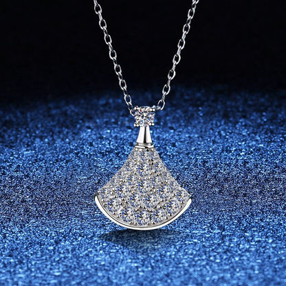 [AW]ELEGANT FAN-SHAPED MOISSANITE PENDANT NECKLACE