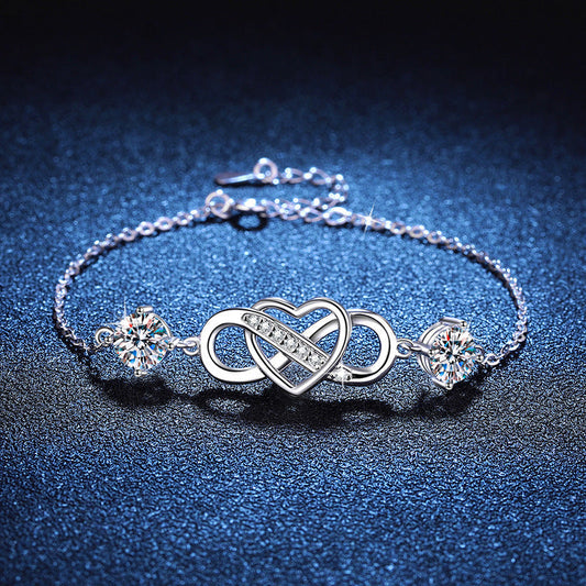 [AW]DOUBLE-STONE "LOVE LINK" MOISSANITE BRACELET