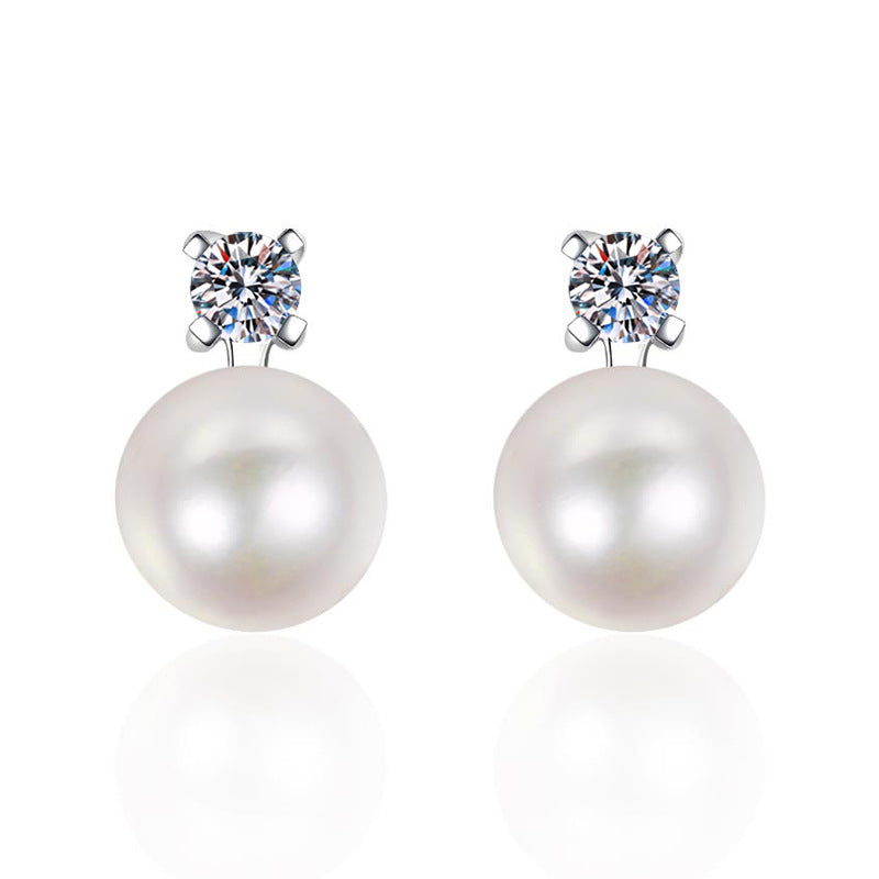 [AW]ELEGANT NATURAL PEARL & MOISSANITE DROP EARRINGS