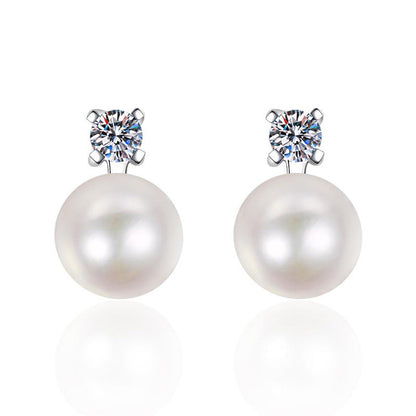[AW]ELEGANT NATURAL PEARL & MOISSANITE DROP EARRINGS