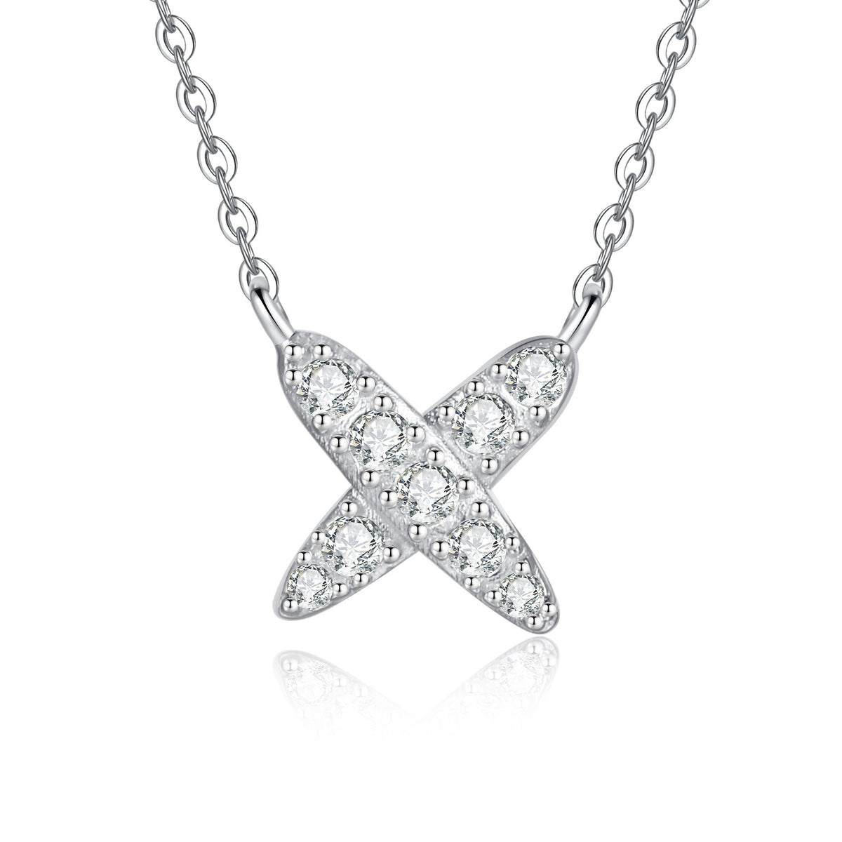 [AW]MODERN X-SHAPE PAVÉ MOISSANITE NECKLACE