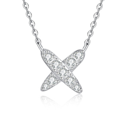 [AW]MODERN X-SHAPE PAVÉ MOISSANITE NECKLACE