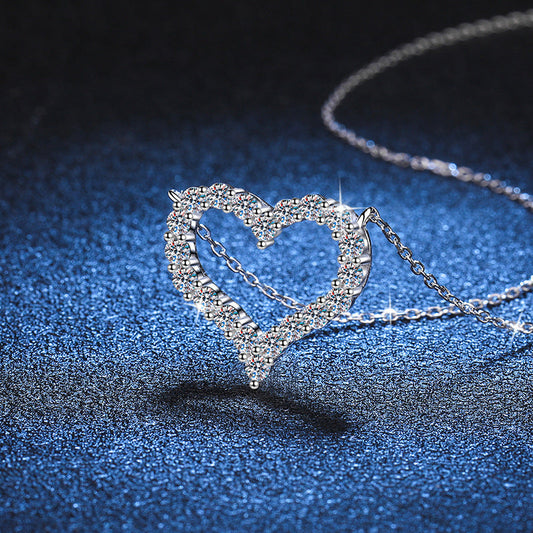 [AW]ROMANTIC HEART MOISSANITE PENDANT NECKLACE