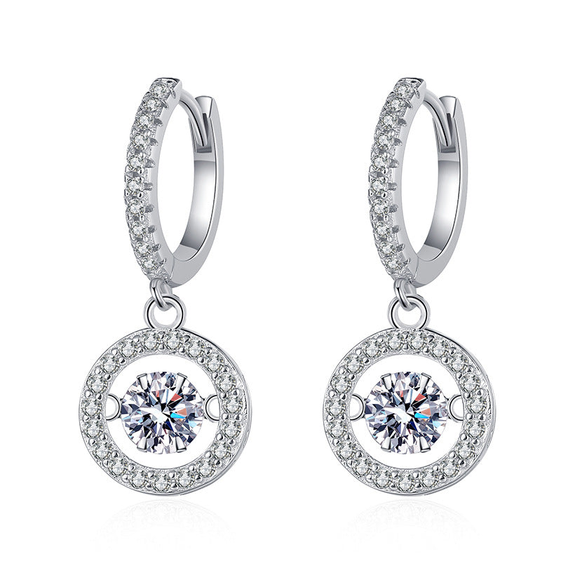 [AW]DANCING MOISSANITE HALO DROP HOOP EARRINGS