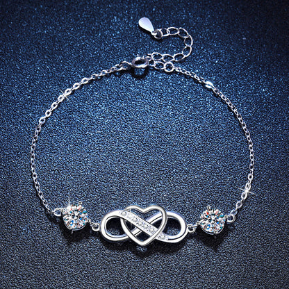 [AW]DOUBLE-STONE "LOVE LINK" MOISSANITE BRACELET