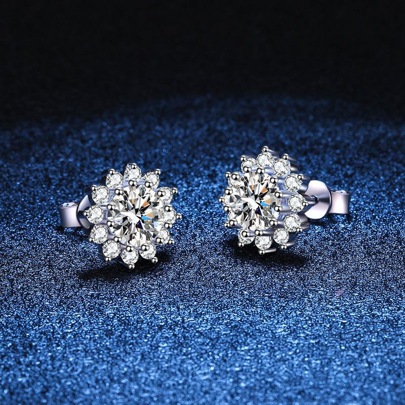 [AW]BLOOMING SUNFLOWER MOISSANITE STUD EARRINGS