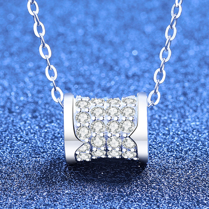 [AW]FULL-PAVE "HOURGLASS" MOISSANITE NECKLACE