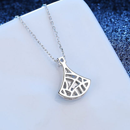 [AW]ELEGANT FAN-SHAPED MOISSANITE PENDANT NECKLACE