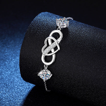 [AW]DOUBLE-STONE "LOVE LINK" MOISSANITE BRACELET