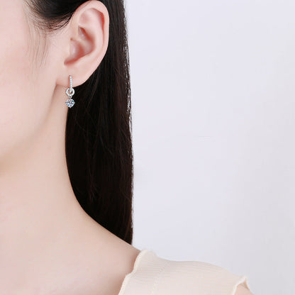 [AW]INTERLOCKING DOUBLE RING MOISSANITE DROP EARRINGS