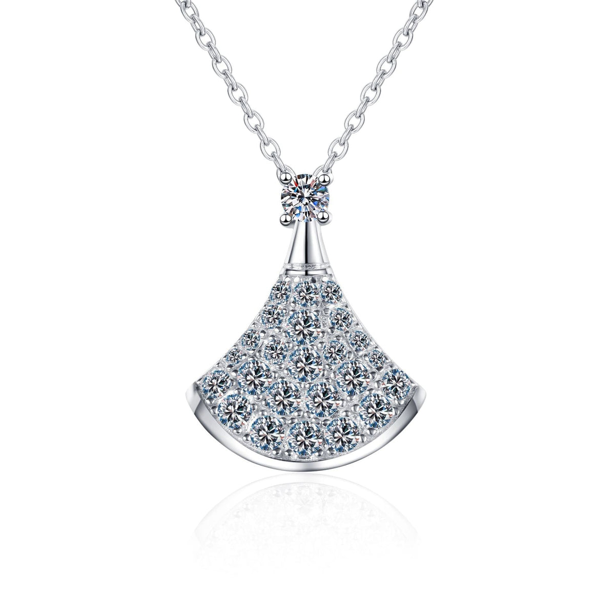 [AW]ELEGANT FAN-SHAPED MOISSANITE PENDANT NECKLACE