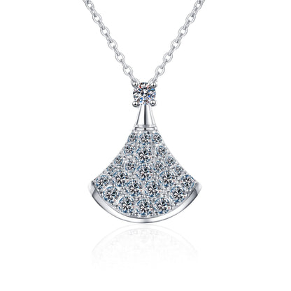 [AW]ELEGANT FAN-SHAPED MOISSANITE PENDANT NECKLACE