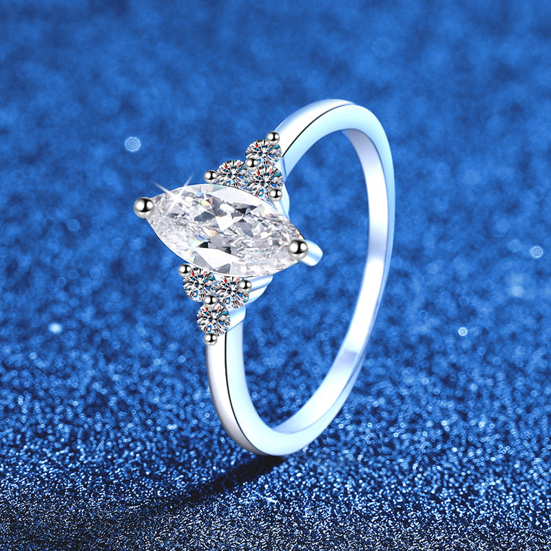 [AW]ELEGANT MARQUISE CUT MOISSANITE RING WITH SIDE ACCENTS