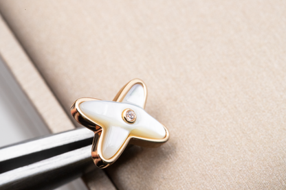 [AW]JEUX DE WHITE MOP ROSE GOLD DIAMOND EARRINGS