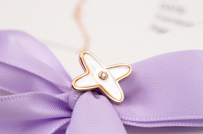 [AW]JEUX DE WHITE MOP ROSE GOLD DIAMOND EARRINGS
