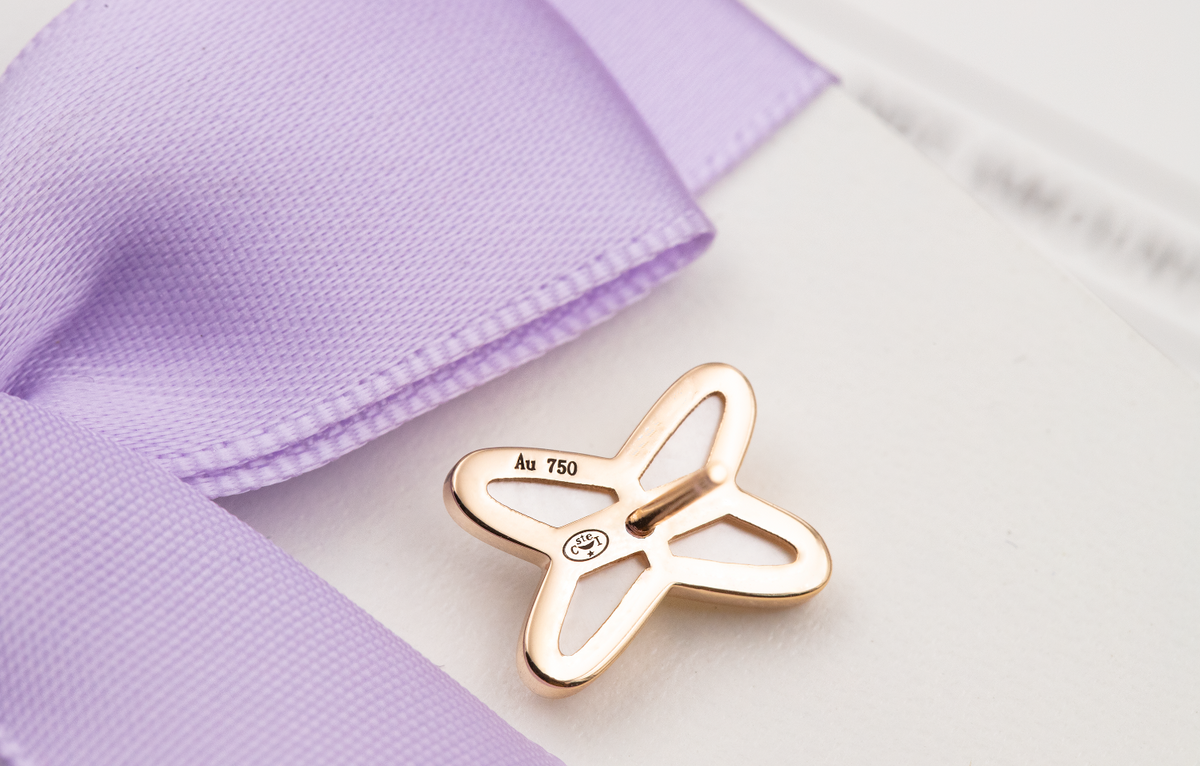 [AW]JEUX DE WHITE MOP ROSE GOLD DIAMOND EARRINGS