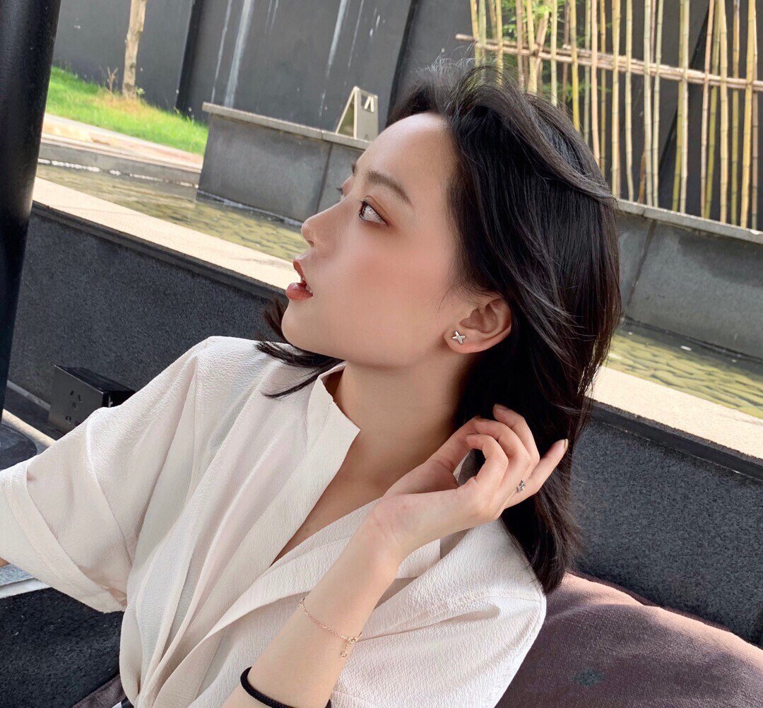 [AW]JEUX DE WHITE MOP ROSE GOLD DIAMOND EARRINGS