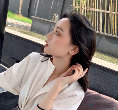 [AW]JEUX DE WHITE MOP ROSE GOLD DIAMOND EARRINGS