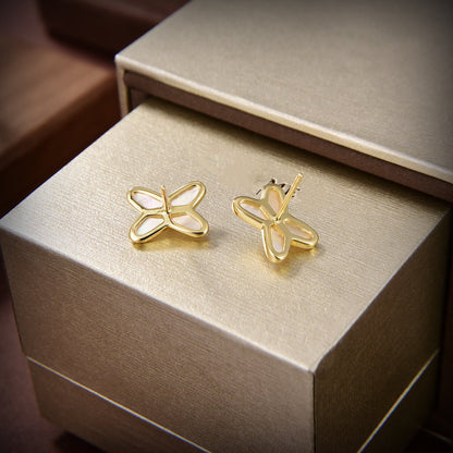 [AW]JEUX DE WHITE MOP GOLD DIAMOND EARRINGS