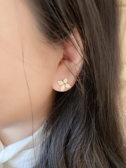 [AW]STAR BLOSSOM STUD EARRINGS ROSE GOLD DIAMONDS