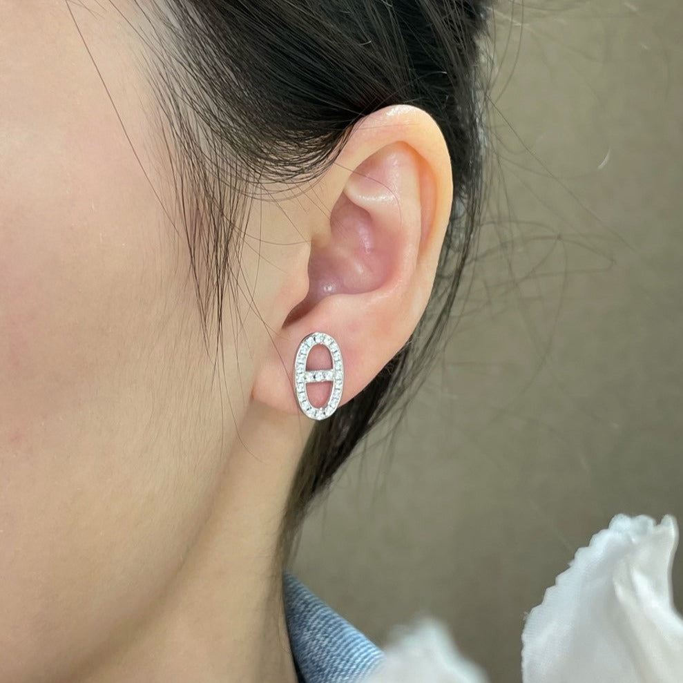 [AW]HM FULL DIAMOND PIG NOSE STUD EARRINGS