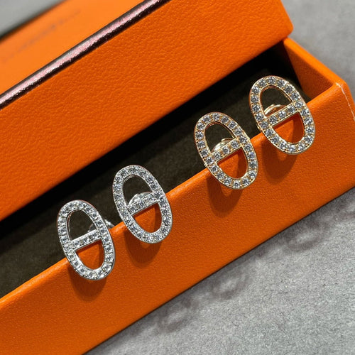[AW]HM FULL DIAMOND PIG NOSE STUD EARRINGS