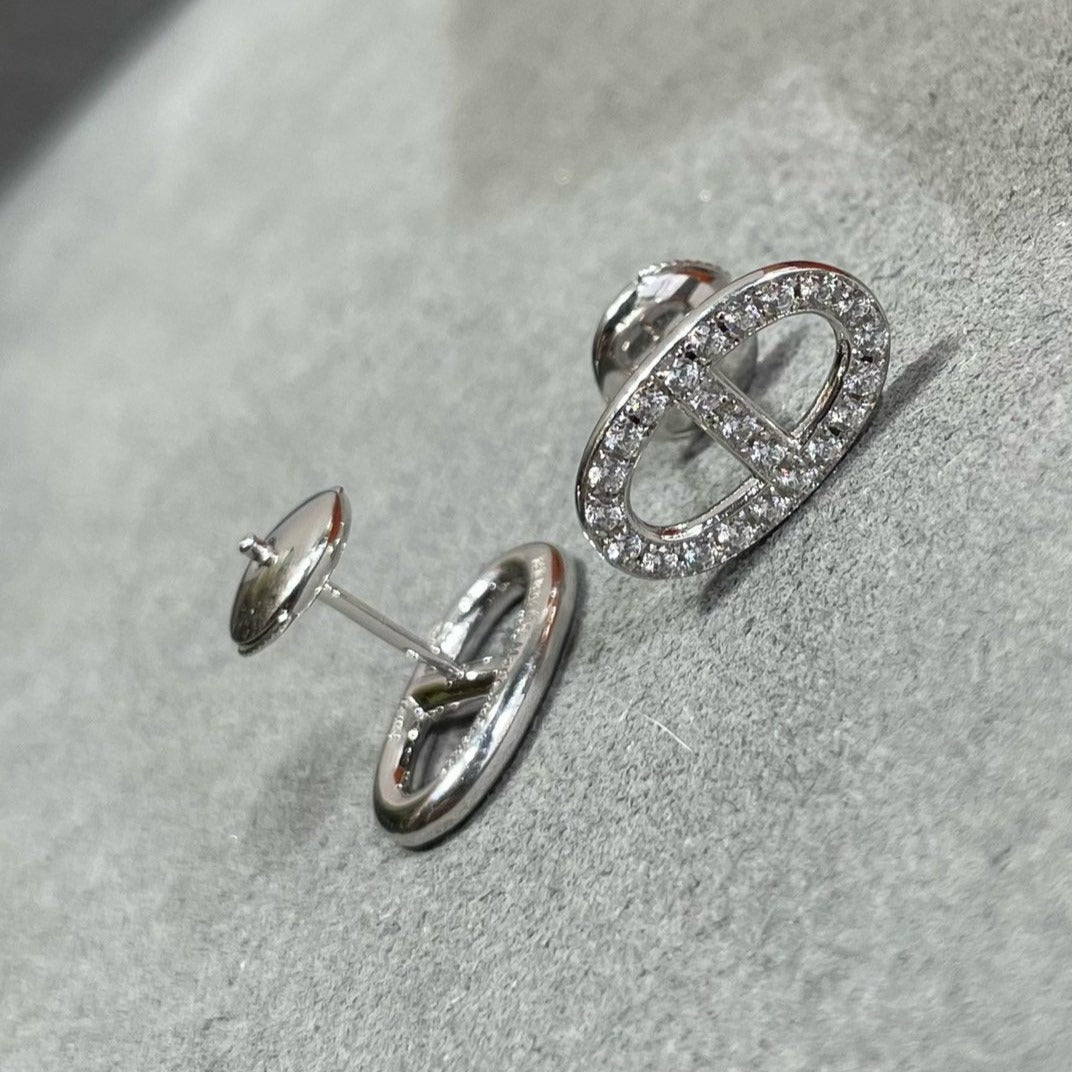 [AW]HM FULL DIAMOND PIG NOSE STUD EARRINGS