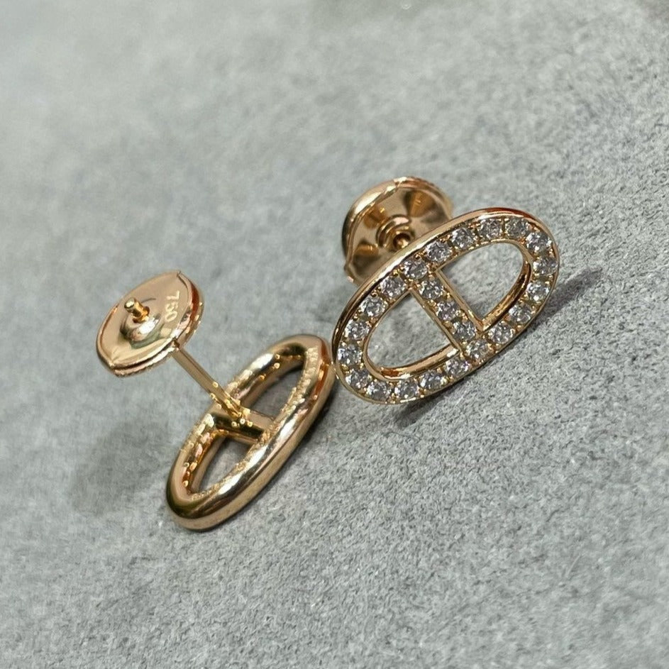[AW]HM FULL DIAMOND PIG NOSE STUD EARRINGS