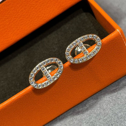 [AW]HM FULL DIAMOND PIG NOSE STUD EARRINGS