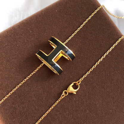 [AW]HM CLIC BLACK ENAMEL GOLD NECKLACE