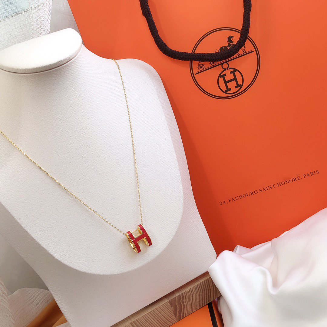 [AW]HM CLIC RED ENAMEL GOLD NECKLACE