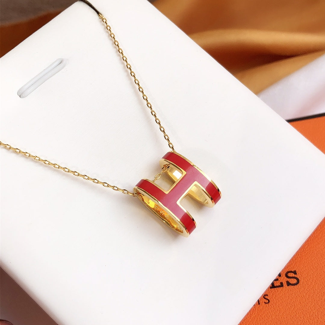 [AW]HM CLIC RED ENAMEL GOLD NECKLACE