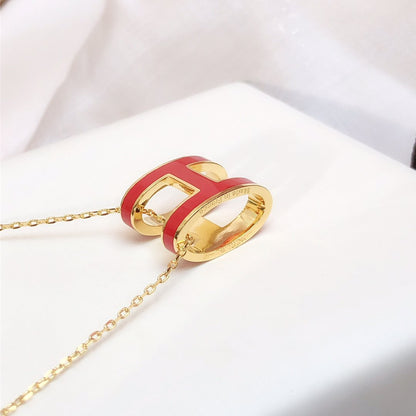[AW]HM CLIC RED ENAMEL GOLD NECKLACE