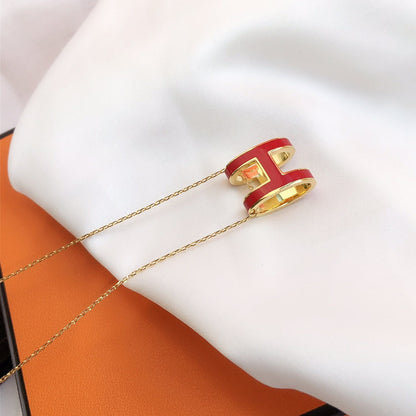 [AW]HM CLIC RED ENAMEL GOLD NECKLACE