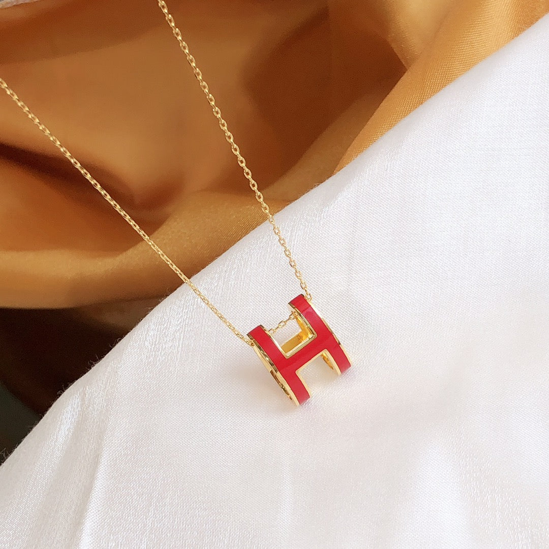 [AW]HM CLIC RED ENAMEL GOLD NECKLACE