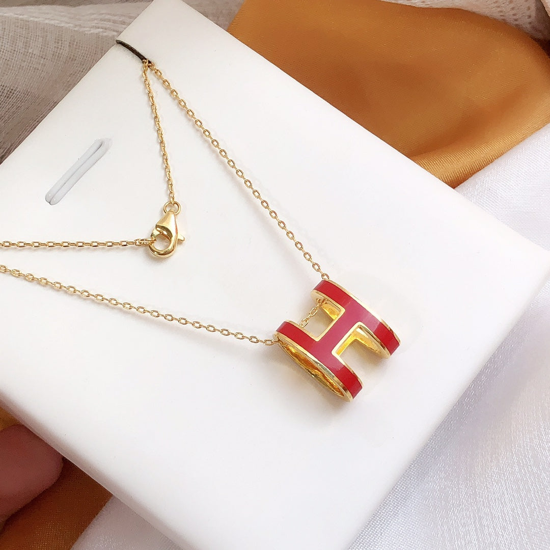 [AW]HM CLIC RED ENAMEL GOLD NECKLACE