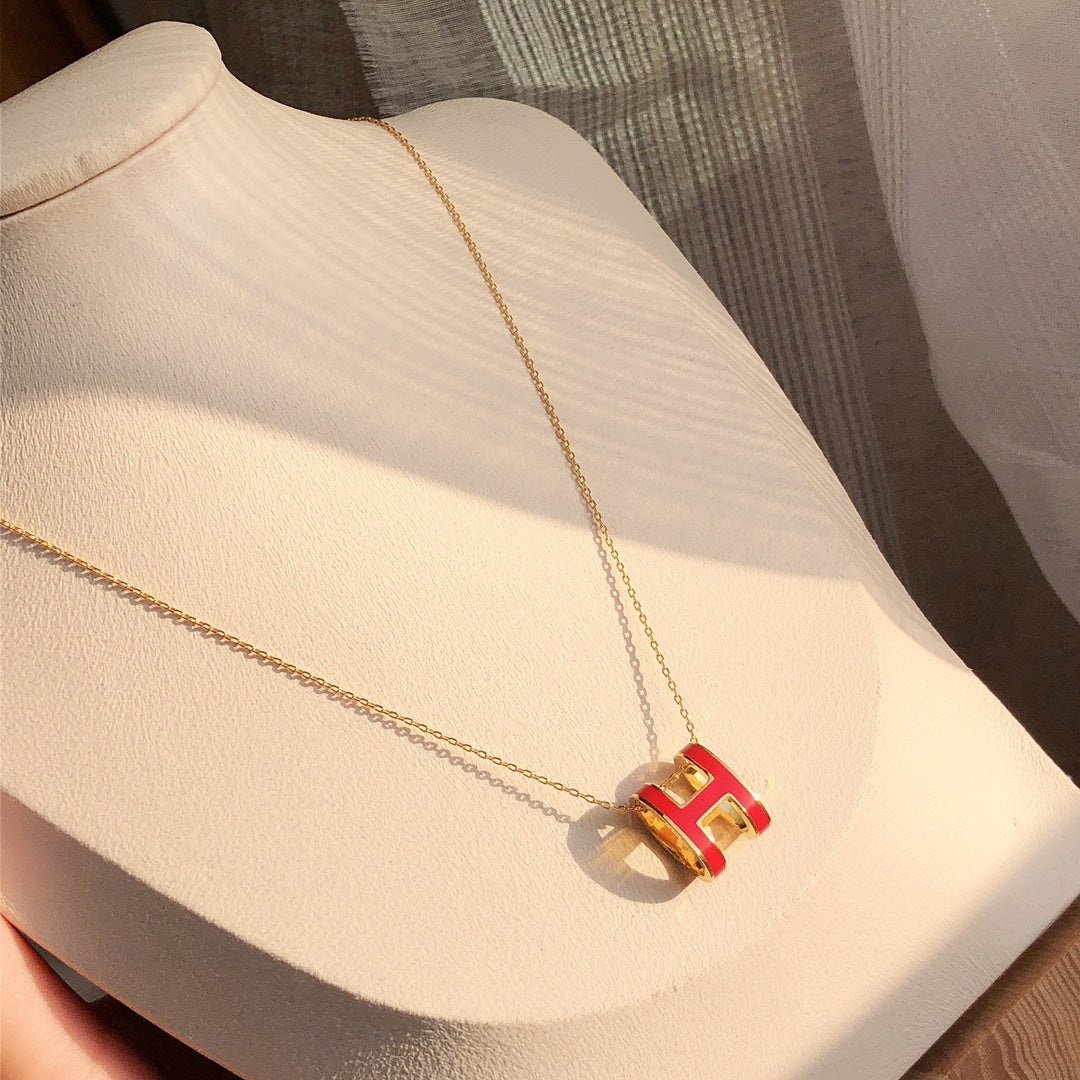 [AW]HM CLIC RED ENAMEL GOLD NECKLACE