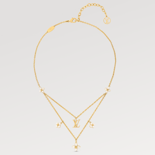 [AW]FLOWERGRAM GOLD MOP DOUBLE ROW NECKLACE