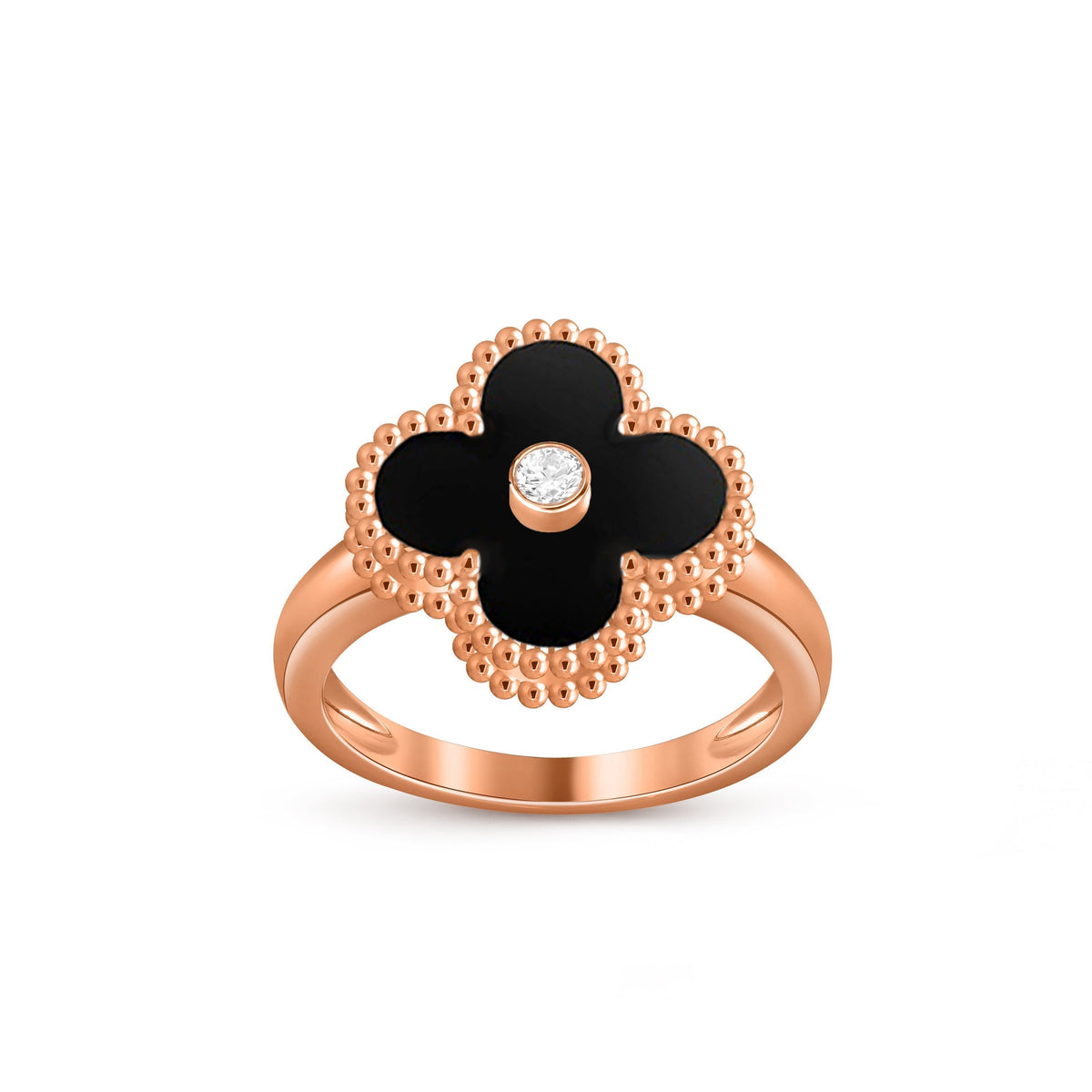 [AW]LUCKY CLOVER DIAMOND-ACCENT ROSE GOLD RING COLLECTION