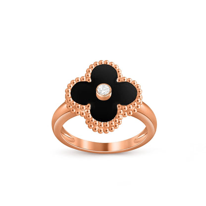 [AW]LUCKY CLOVER DIAMOND-ACCENT ROSE GOLD RING COLLECTION