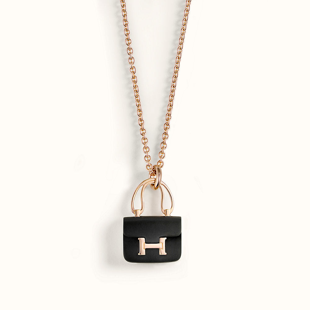 [AW]CONSTANCE BLACK PEDANT ROSE GOLD NECKLACE