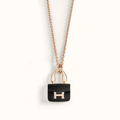 [AW]CONSTANCE BLACK PEDANT ROSE GOLD NECKLACE