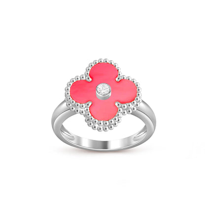[AW]LUCKY CLOVER DIAMOND-ACCENT WHITE GOLD RING COLLECTION