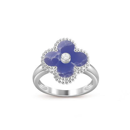 [AW]LUCKY CLOVER DIAMOND-ACCENT WHITE GOLD RING COLLECTION
