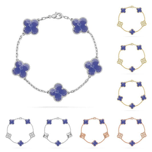 [AW]LUCKY CLOVER 5-MOTIF BRACELET - BLUE LARIMAR COLLECTION
