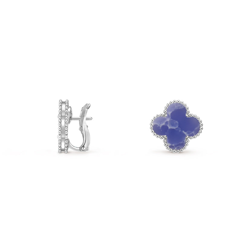 [AW]15MM CLOVER FLOWER STUD EARRINGS WHITE GOLD COLLECTION